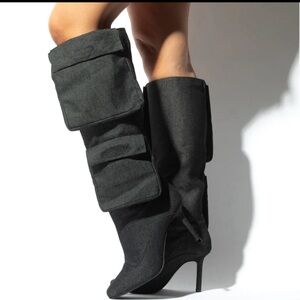 CARGO BLACK DENIM BOOTS